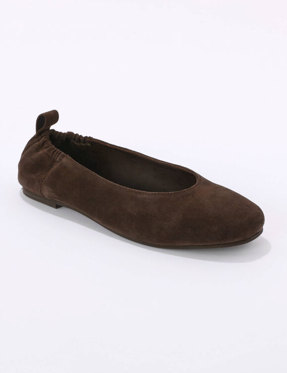 Ballerines cro&ucirc;te de cuir plates (chocolade)