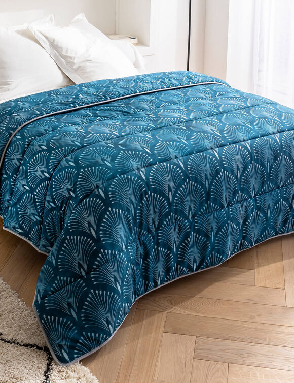 Bedrukt dekbed in katoen Palmito 400 g/m2 (blauw)