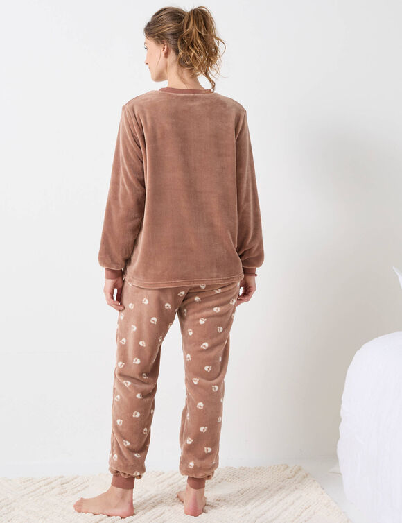 Pyjama polaire "ours blanc," manches longues (caramel)