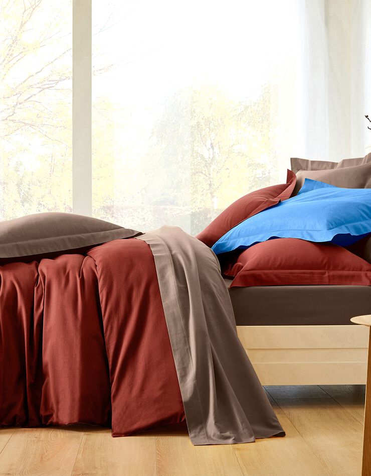 Linge de lit uni coton (taupe)