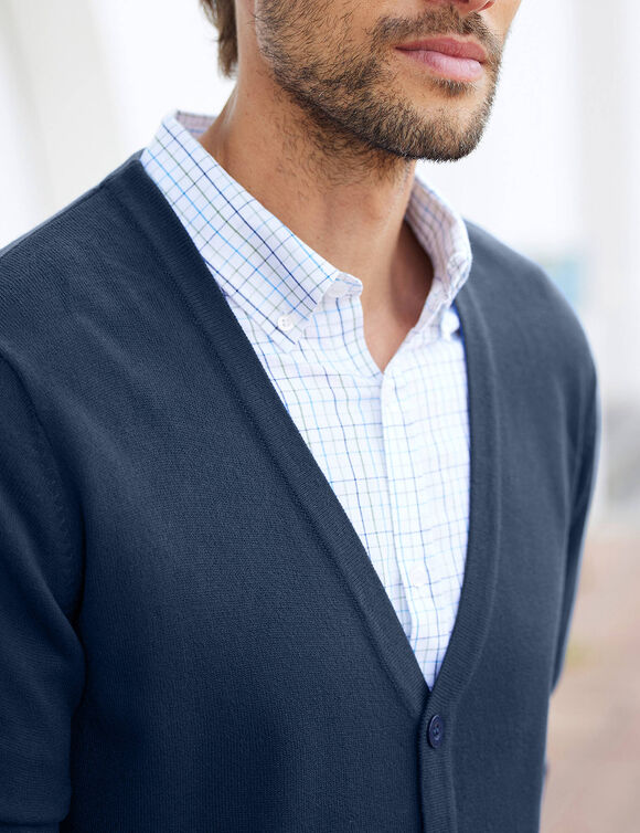 Gilet boutonné manches longues (marine)