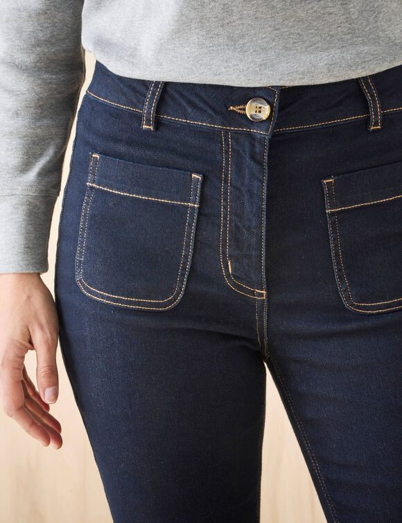 Jean bootcut, poches plaquées (brut)