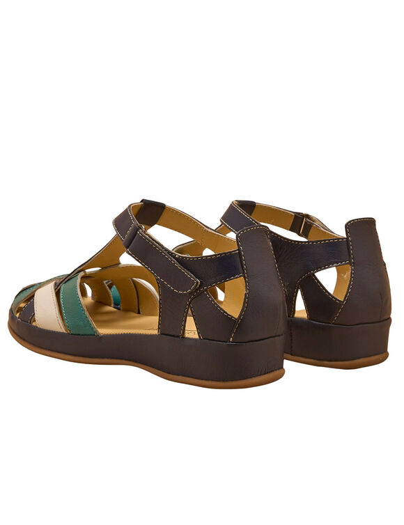 Sandales salom&eacute;es cuir largeur confort (marine)