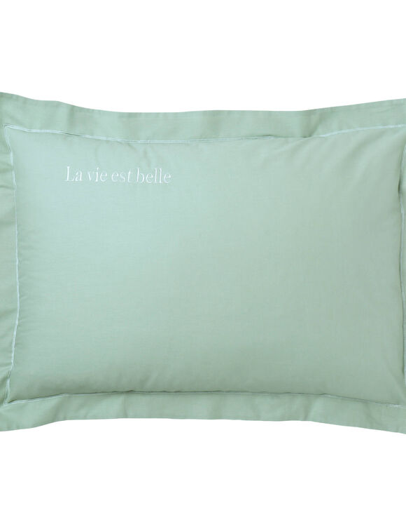 Taie d'oreiller coton, personnalisable  (vert amande)