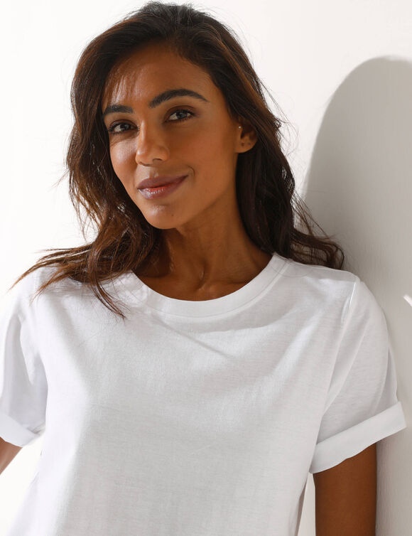 Loose T-shirt met ronde hals (wit)