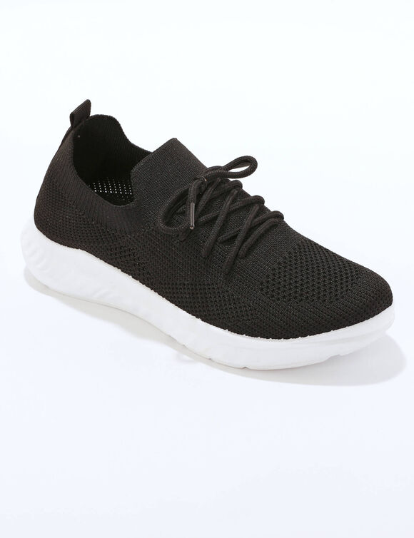 Lichte sneakers in meshtextiel, met veters (zwart)