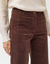 Pantalon velours coupe large taille haute, petite stature (chocolat)