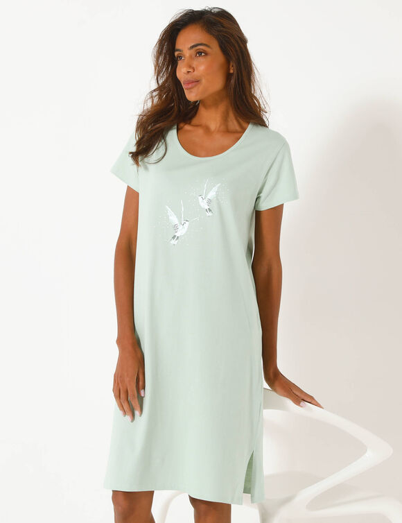 Chemise de nuit courte Oiseaux (tilleul)