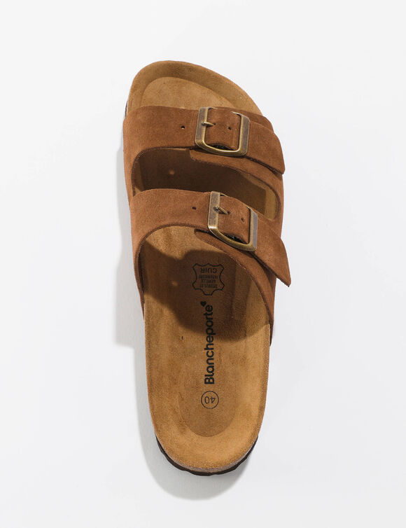 Leren muiltjes met verstelbare gespen - bruin (bruin)