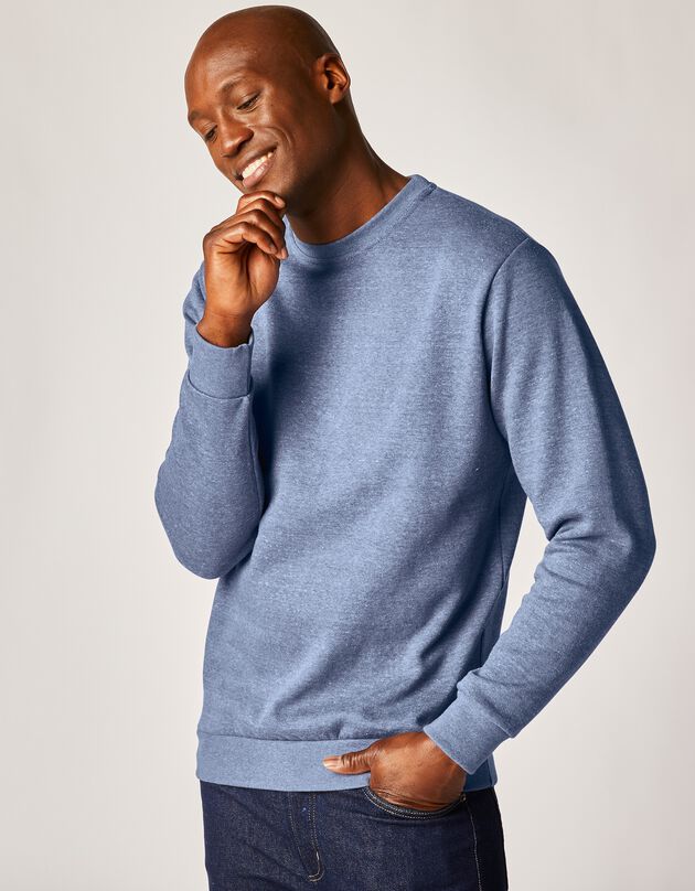 Sweater in molton met ronde hals (jeansblauw)