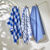 Torchon carreaux coton tissé teint - lot de 3 (bleu)