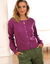 Gilet boutonné maille fantaisie torsadée (violet)