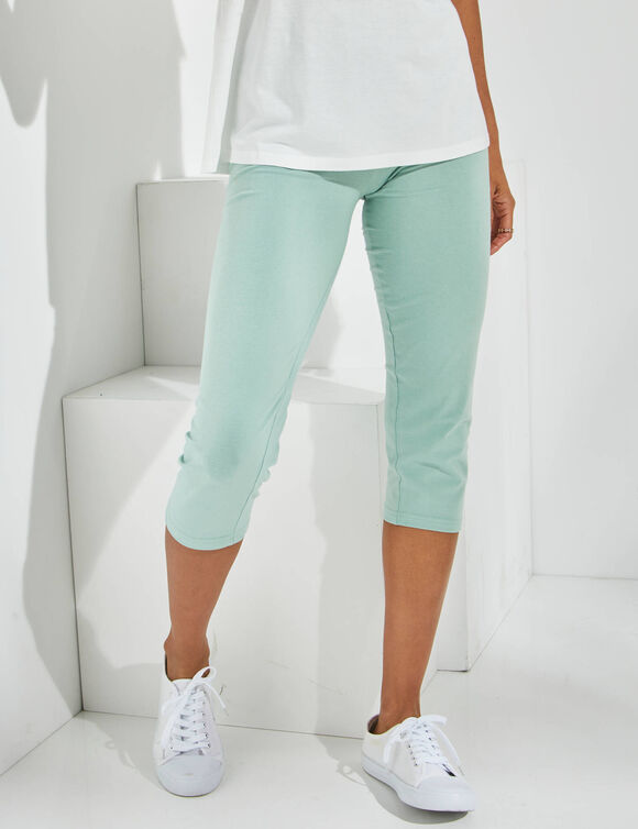 Legging corsaire uni maille stretch (vert clair)