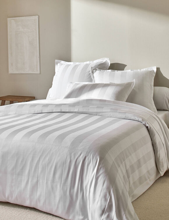 Linge de lit satin rayé (blanc)