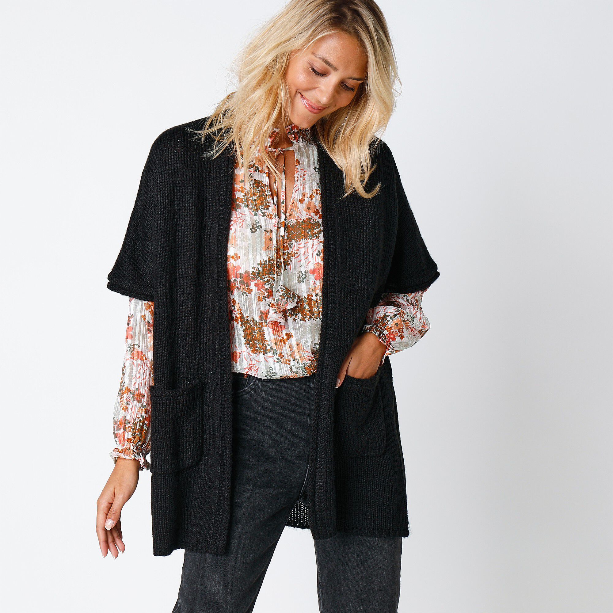 Gilet long manche courte online