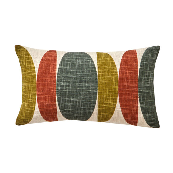 Coussin imprim&eacute; g&eacute;om&eacute;trique (&eacute;cru / vert)