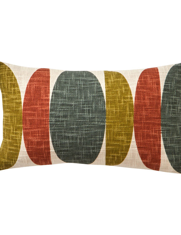 Coussin imprim&eacute; g&eacute;om&eacute;trique (&eacute;cru / vert)