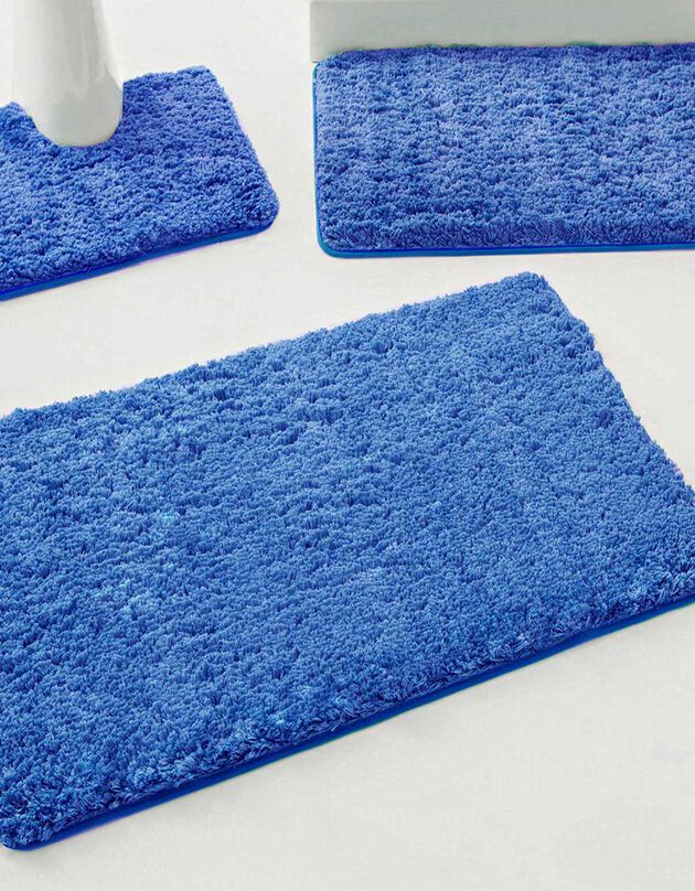 Tapis de bain uni moelleux microfibre (bleu dur)
