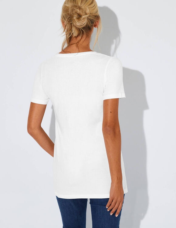 T-shirt uni col rond, coton biologique(**) (blanc)