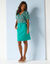 Bedrukte bloes met knoopsluiting en bloezende mouwen, jacquardvoile (smaragdgroen)