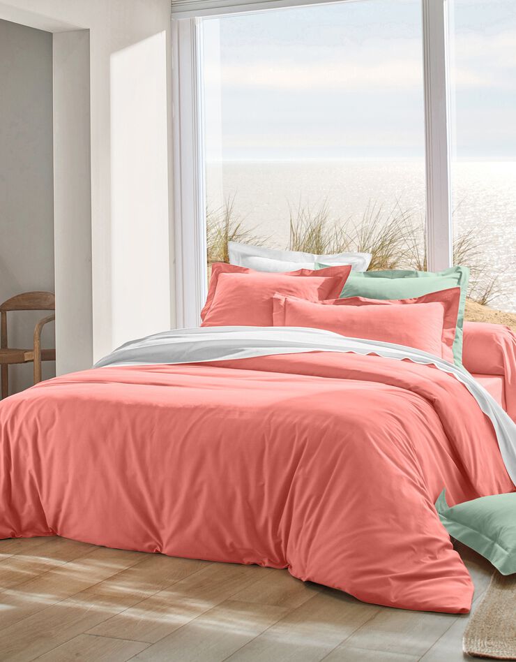 Linge de lit uni coton (vert amande)