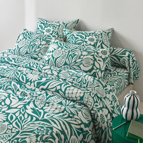 Linge de lit Montego en coton imprim&eacute;  (vert)