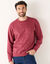 Sweater in molton met ronde hals (DONKERROZE)
