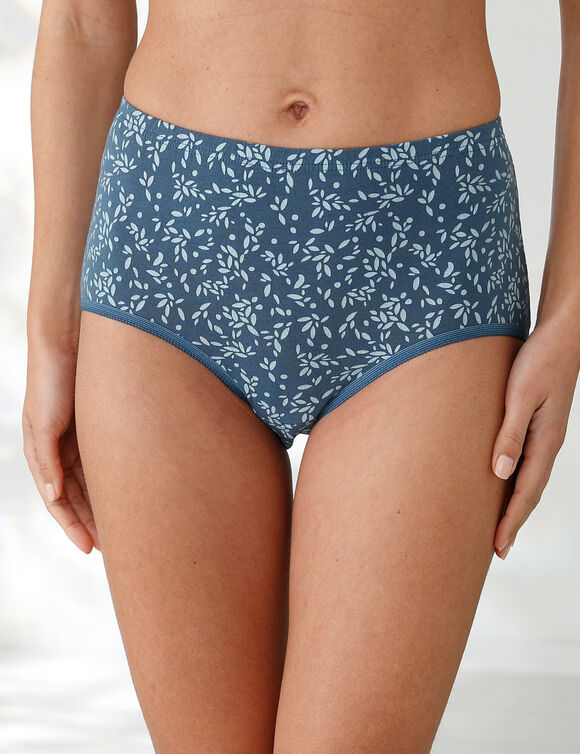 Culotte coton forme maxi unie bleue et imprimée pissenlit - lot de 7  (marine / bleu)