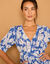 Robe longue imprimée, évasée (bleu)