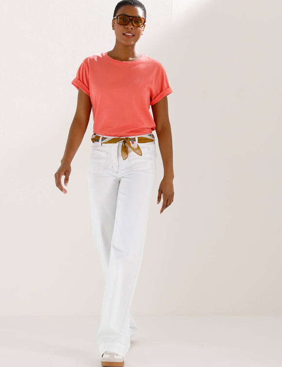 T-shirt "loose" en coton, uni (corail)