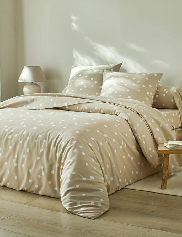 Linge de lit Alba imprimé pois - coton (beige)