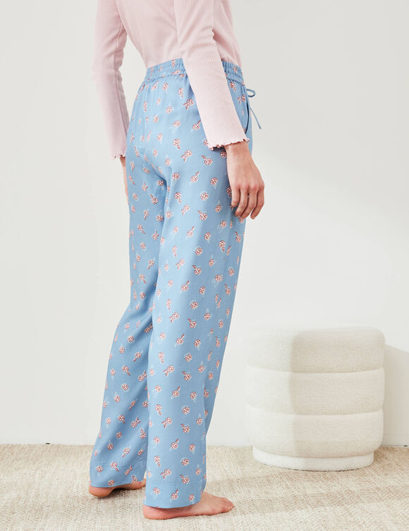 Pantalon de pyjama imprimé fleuri (bleu / rose)