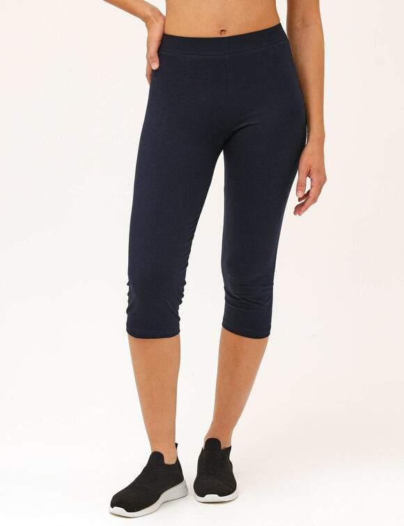 Effen 3/4-legging in stretchtricot (marine)