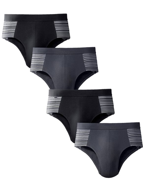 Gesloten slip met hoge taille en ingeweven motieven - set van 4 (grijs / zwart)