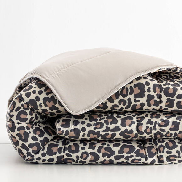 Dekbed in microvezel met luipaardmotief, 200g/m2 (beige / zwart)