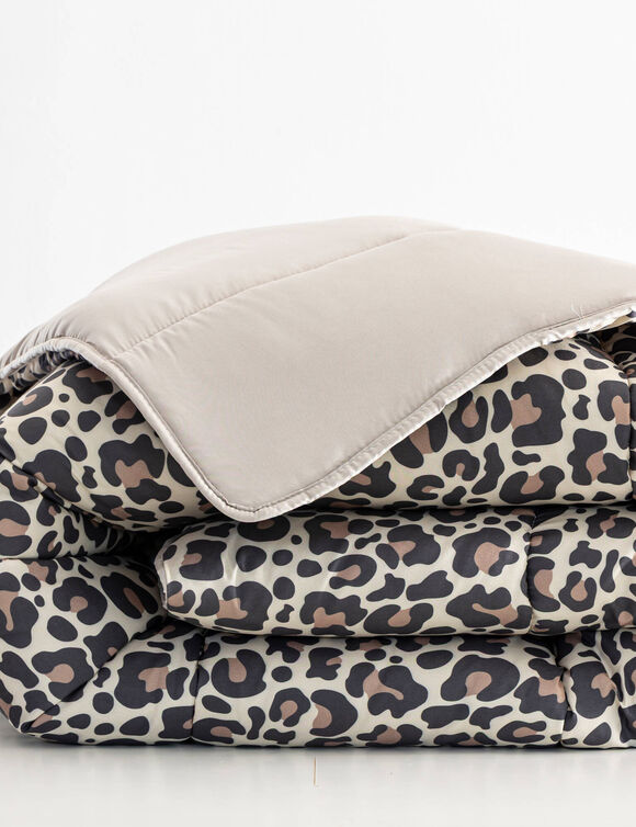 Couette microfibre imprimé léopard 200 g/m² (beige / noir)