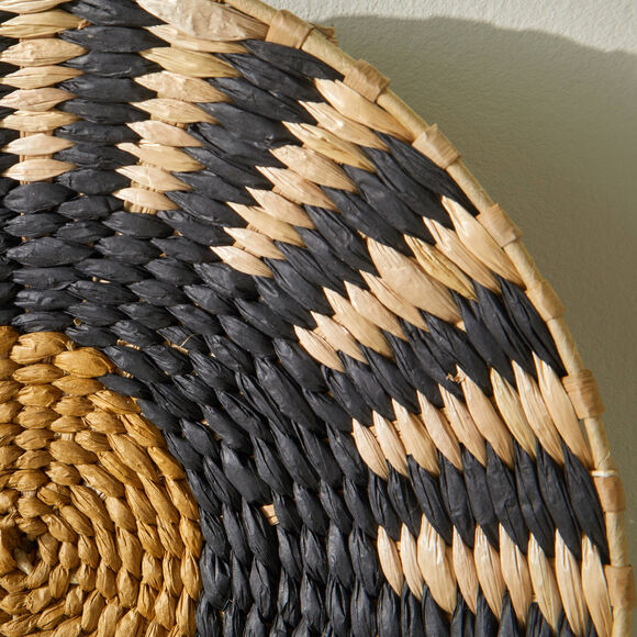 Ronde muurdecoratie - set van 2 (naturel/zwart)