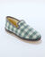 Charentaises fourr&eacute;es laine majoritaire, motif carreaux (vert)