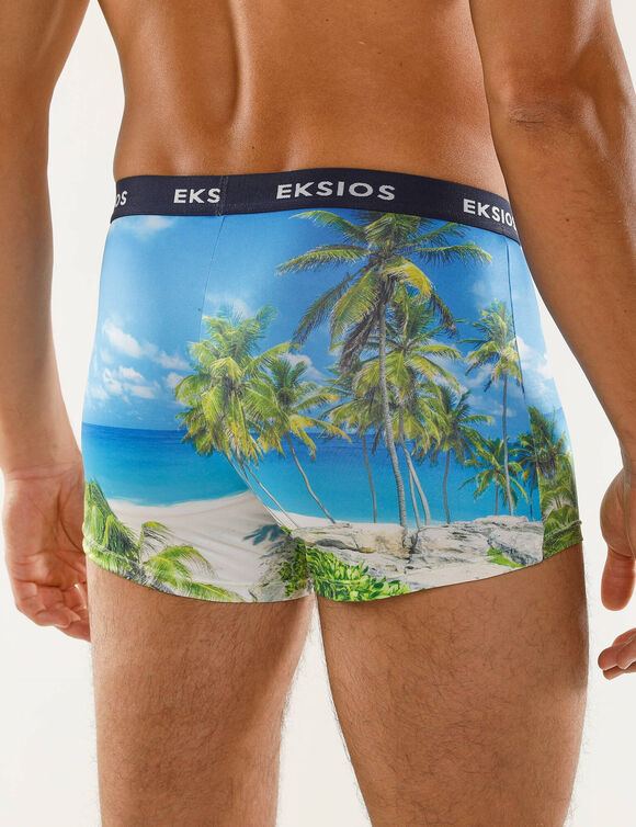 Bedrukte shorty in rekbare microvezel - set van 2 (groen)