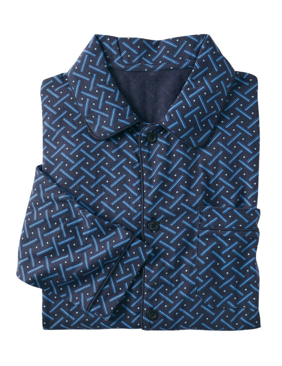 Pyjama pantalon boutonn&eacute; imprim&eacute; (marine)