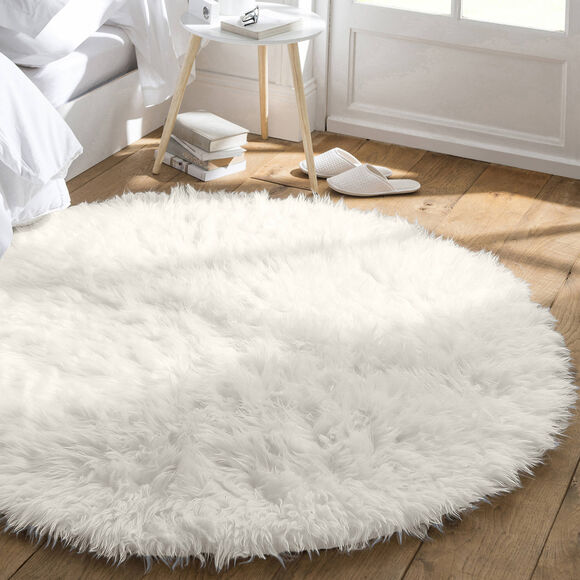 Tapis rond poils longs (naturel)