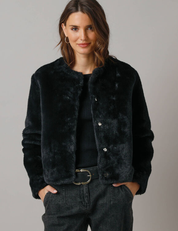 Veste en fausse fourrure (noir)
