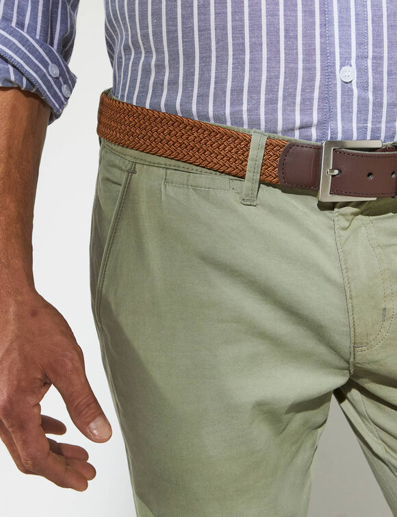 Pantalon chino ceinture arrondie sous le ventre (kaki clair)
