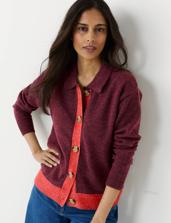 Tweekleurig vest met knopen, van gerecycled polyester** (bordeaux / rood)