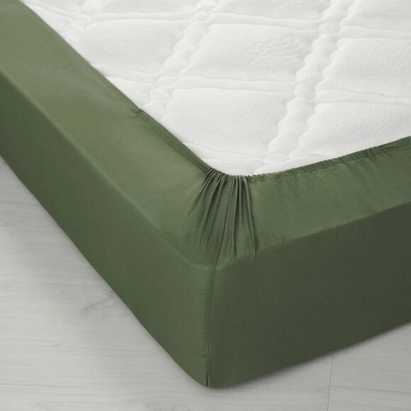 Drap-housse uni coton bonnet 32 cm (eucalyptus)