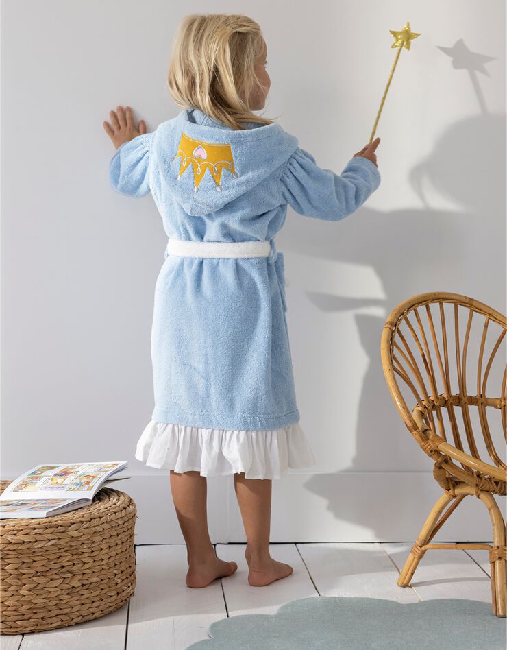 Peignoir de bain déguisement enfant princesse éponge coton - 340g/m² (bleuet)