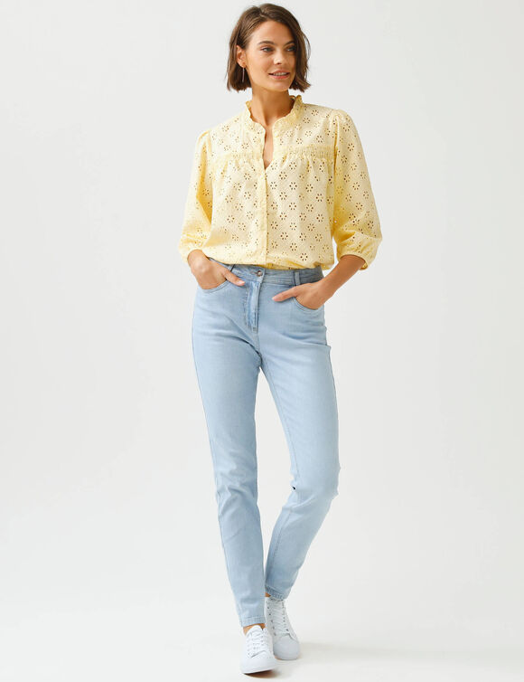 Slimbroek, hoge taille, gemiddelde lengte (bleached)