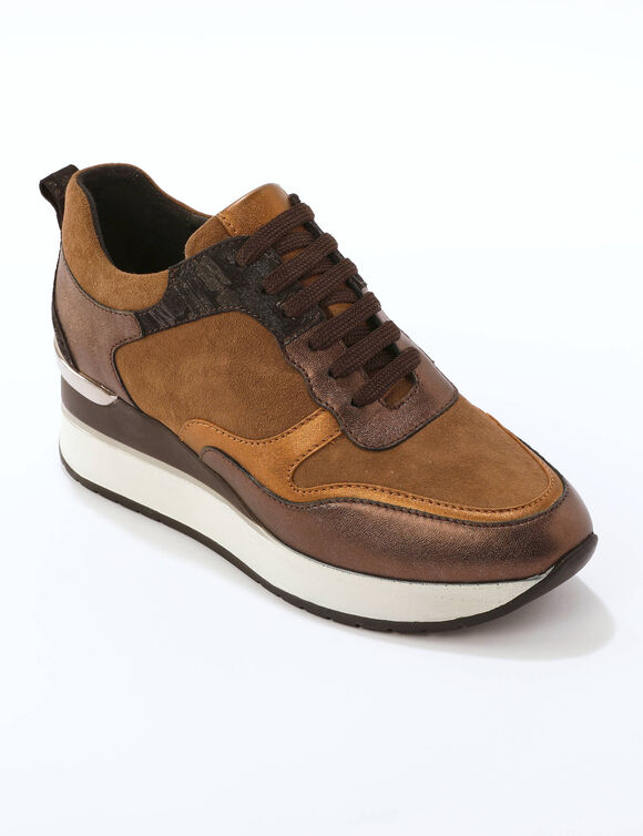 Baskets compensées cuir (bronze)