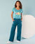 Ruime, rechte broek, speciaal voor kleine lengtes (eendenblauw)