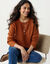 Pull col tunisien &agrave; boutons paillet&eacute;s, maille anglaise (caramel)